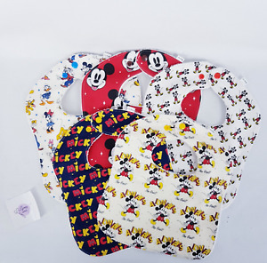 Baby Bibs Mickey Mouse Prints 5 x Pack 100% Cotton Handmade New