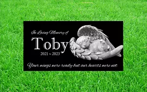 Personalized Pet Stone Memorial Grave Marker Granite Plaque Animal dog angel - Picture 1 of 20