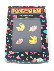 PAC-MAN FOOD PINS 4pc SET Bandai Namco Retro Arcade Pinback NEW - Picture 1 of 2