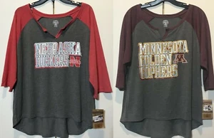 New NCAA JUNIORS T-shirt 3/4 Sleeve Tee Shirt Juniors Teens College - PICK 1 - Picture 1 of 21