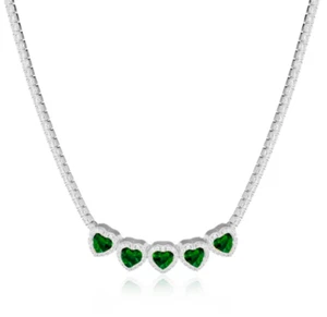 Collana Le Scritte dell'Amore Donna Argento925 Swarovski Cuore Verde _LSC05 - Foto 1 di 1