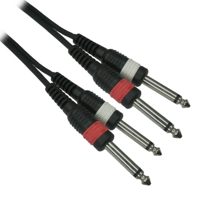 CABLESONLINE 6ft Dual 1/4" TS Mono Male to Male Plug Noise Free Audio Cable, A6-A606
