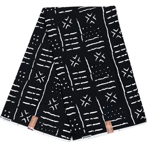 African Fabric Ethnic Print 4 yards 100% Cotton Ankara Black White Grey Material - Picture 1 of 12
