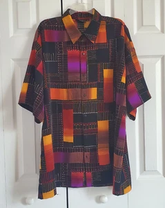 Monzini Collection Patchwork Dress Shirt Mens XL USA Oversized Fun Colorful - Picture 1 of 5
