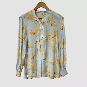 Reiss ""Phoenix"" hellblau langärmelige Riffdruckbluse US 4 (170 $) - Bild 1 von 10