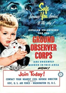 Ground Observer Corps - US Air Force - 1953 - Recruitment Magnet - Picture 1 of 2
