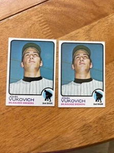 DCC: 1973 Topps #451 John Vukovich Rookie RC 2-card lot Milwaukee Brewers EX-NM - Picture 1 of 2