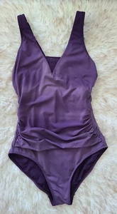 Lands End Womens Ruched Bathing Suit Size Medium Slimming One Piece Purple - Picture 1 of 11