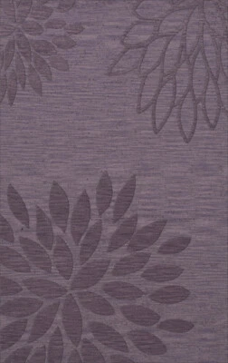 Purple Transitional Hand Hooked Leaves Petals Outline Area Rug Floral DV17 - Image 1 of 2