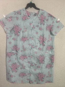 Accappatoio Jasmine Rose zip davanti manica corta acqua floreale casacca Seersucker 3X NUOVO - Foto 1 di 11