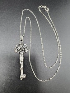 OR PAZ CREATIONS STERLING SILVER 925 ROSE FLOWER KEY PENDANT CHAIN NECKLACE - Picture 1 of 6
