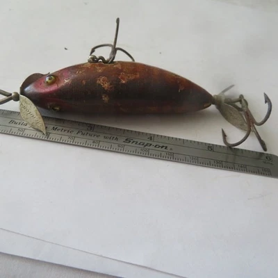 FISHING LURE HEDDON-DOWAGIAC 3¼" SOS GLASS EYES L-RIG HANGERS PERCH - Image 1 of 4