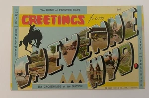 BEAUTIFUL 1940's Linen Postcrd R.P.O. LL CHEYENNE, WY - Picture 1 of 2