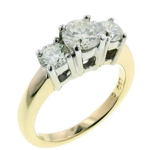 14K Gold 1.50 Carat Round Brilliant Diamond 3 Stone Engagement Ring Size 7 - Picture 1 of 9