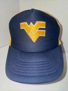 De Colección West Virginia Mountaineers Azul/Dorado Espuma Malla Camionero Snapback Sombrero Años 80 90 - Imagen 1 de 7