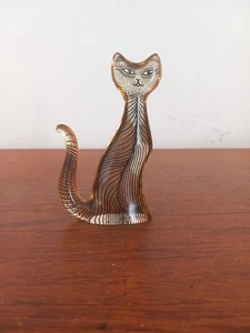Vintage Abraham Palatnik Cat Op-Art Lucite MCM Stripes Standing Cat Brazil Black - Picture 1 of 17