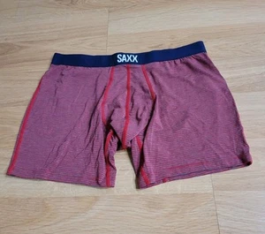 SAXX Ballpark Pouch Vibe Super Soft Men's Boxer Brief Red Striped Size Large - Picture 1 of 2