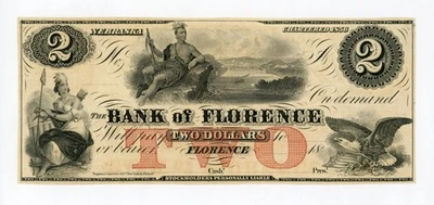 1800's $2 The Bank of Florence - Florence, NEBRASKA Note - Image 1 of 2