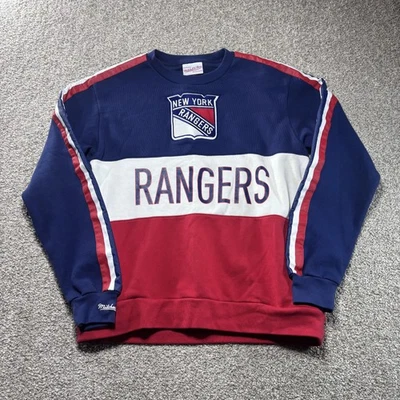 Sudadera New York Rangers Para Hombre Mediana Azul Roja NHL Hockey Pullover Cuello Redondo Foto 1 de 4