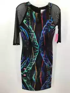 Pre-Owned Joseph Ribkoff Black Size 8 Knee Length Long Sleeve Dress - Picture 1 of 6