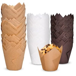 120 Counts Tulip Cupcake Liners for Baking Cups, Food Grade Parchment Paper M... - Picture 1 of 7