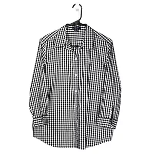 Chaps Ralph Lauren Women's Shirt Button Up Black White Check Logo Blouse Top XL - Picture 1 of 9