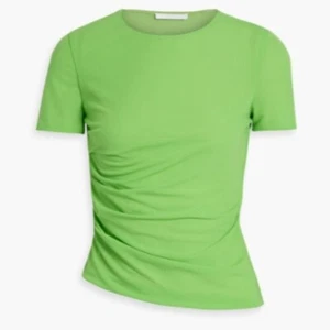 Helmut Lang grünes gerafftes Netzkrepp T-Shirt - S/M, wendbar, UVP 245 $ - Bild 1 von 11