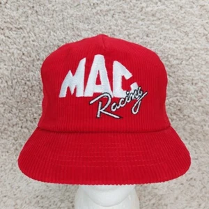 Cappello berretto snapback vintage anni 80 Mac Tool Racing Trucker, velluto a coste rosso, ricamato - Foto 1 di 8