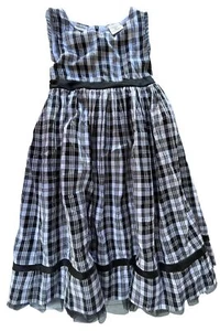 Vintage Laura Ashley 6X Silk Taffeta Long Dress Black & White - Picture 1 of 11