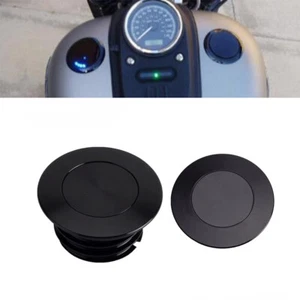 Black Pop-up Gas Cap Left Side Tank Cap Kit For Harley Softail Deluxe FLDE FLHCS - Picture 1 of 6