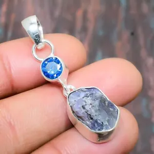 Blue Kyanite, blue Topaz Gemstone Handmade Jewelry Pendant 1.58" a334 - Picture 1 of 4