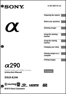Guía de instrucciones para cámara digital Sony DSLR Alpha A290 - Imagen 1 de 1