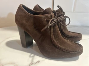Ralph Lauren Womens Samara Brown Suede Lace Up Block Heel Ankle Booties Size 9B - Picture 1 of 9