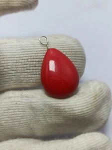 Coral Pedant Smooth Pear Beads 14.20 Carat 15x20 mm Gemstone - Picture 1 of 7