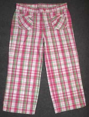VINTAGE Gymboree - TULIPÁN BRILLANTE - Capris a cuadros rosa recortado - Talla 12 - ¡RARO! Foto 1 de 2