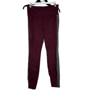 Avia Womens Burgundy & Gray High-Waist Colorblock Leggings M (8-10) - Picture 1 of 4