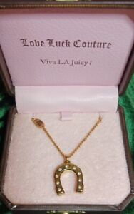 Juicy Couture Lucky Horseshoe Pendant Necklace 18” New In Original Box 