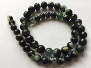 Stunning Gem Quality plain smooth Round Green Tourmaline Beads string T104 - Picture 1 of 1