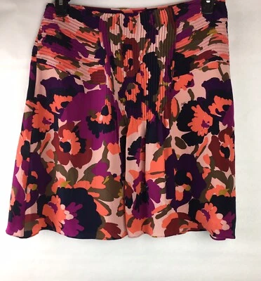 Nueva Falda Sin Etiquetas Trina Turk Para Mujer Talla 6 Floral 100% Seda Plisada Bonita Foto 1 de 4