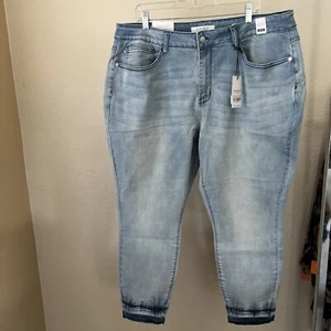 Judy Blue Jeans Tie Dye & Release Hem Skinny Mid Rise Light Blue 22W New w/Tags - Picture 1 of 14