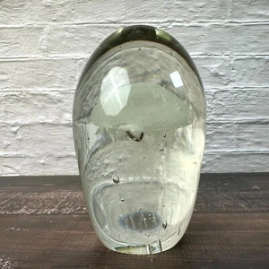 Hand Blown Clear Art Glass Marine Jellyfish Paperweight Desk Home Decoration - Picture 1 of 8