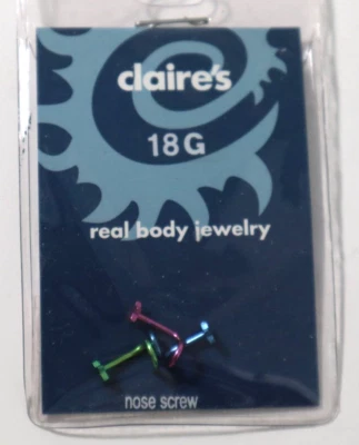 D4 3 star pink blue green 18G nose screw surg steel stud body jewelry Claire's - Image 1 of 4