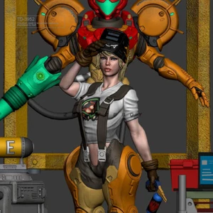 Repair Girl & Mech 78mm 3D Print Model Kit Unpainted Unassembled GK TD-3952 - Picture 1 of 6