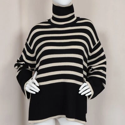TOTEME Signature Stripe Turtleneck Sweater In Black Size M - Image 1 of 4