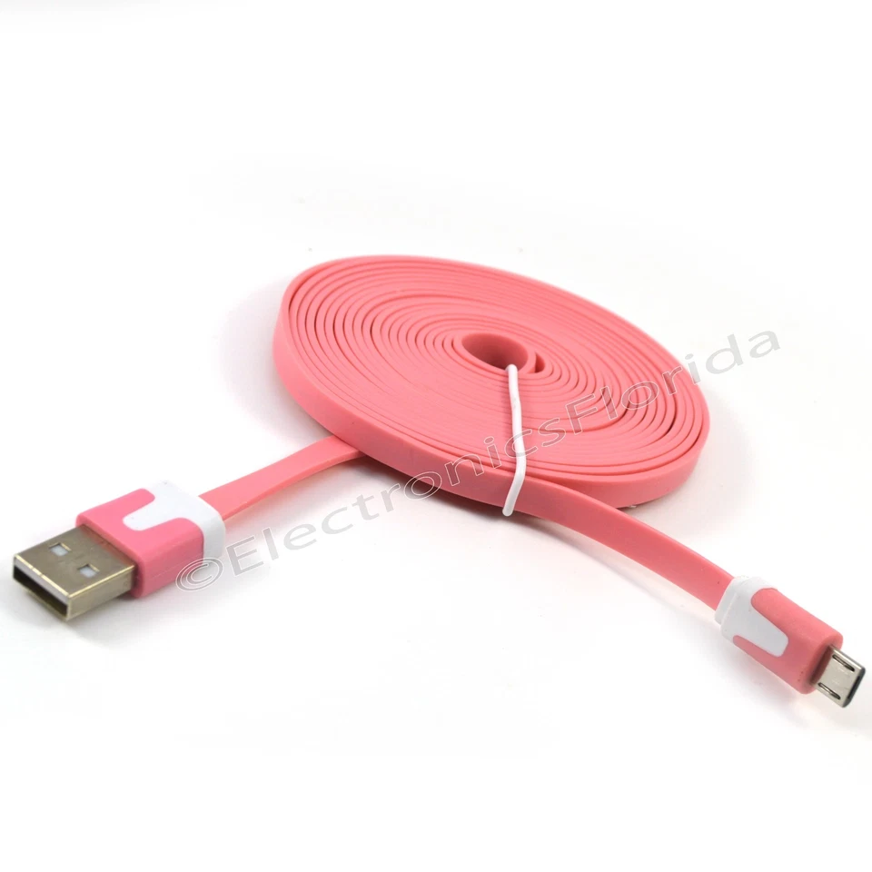 LOT Flat Regular Micro USB Data Sync Cable Cord 3,5,10FT for Android Phones  - Image 1 of 1