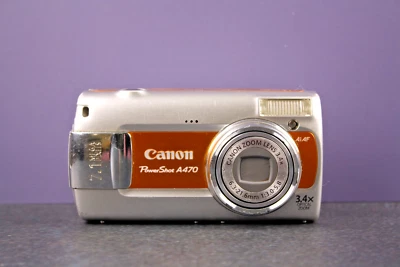 Cámara digital Canon PowerShot A470 - 7,1 MP - plateada/naranja totalmente probada Foto 1 de 4