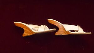 RARE Real Vintage Heels wonderful Leather Strap White Shoes Sandals Wood 1970's