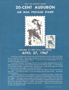 #C71 20c Audubon Luftpost Briefmarke Poster - inoffizielle Souvenirseite flach mit FD - Bild 1 von 1