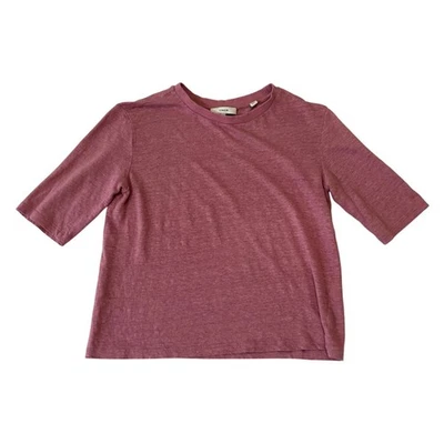 Camiseta Top Vince Mujer Lino Corta Medio Codo Manga Talla M Cuadrada Minimalista Rosa Foto 1 de 4