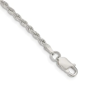 Sterling Silver 2.25mm Diamond-cut Rope Chain Bracelet 8" 4.09gm - Picture 1 of 2